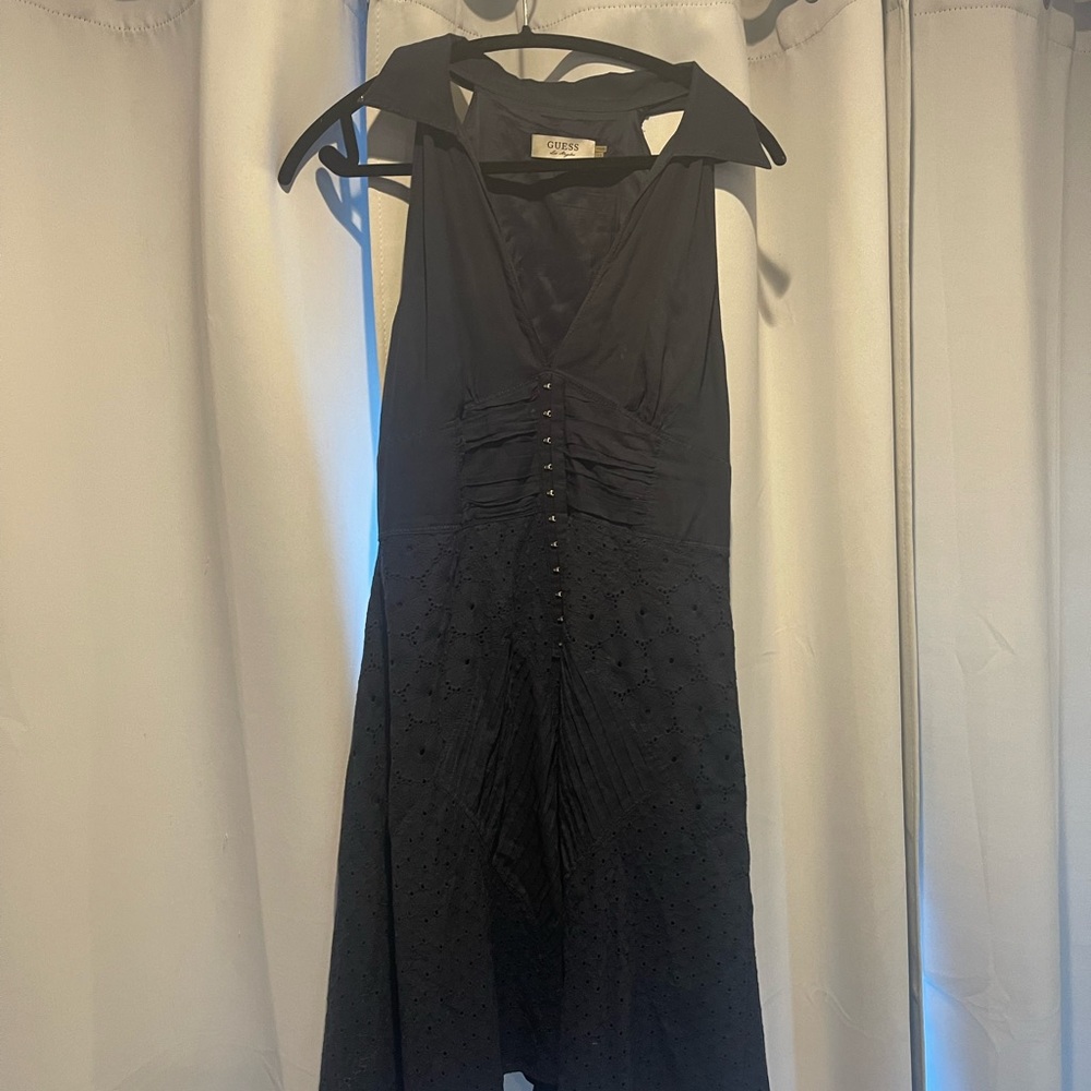 Navy Blue Guess eyelet and hook and eye dress